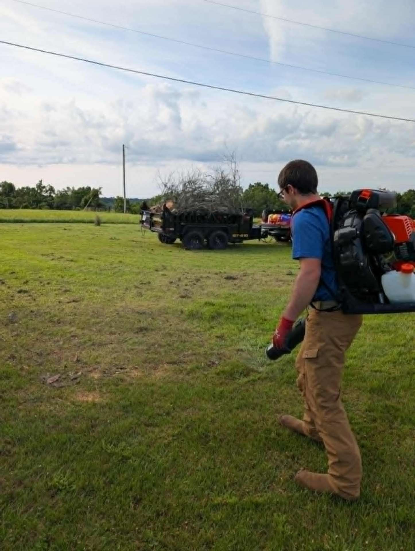 Final cleanup with backpack blower after the job